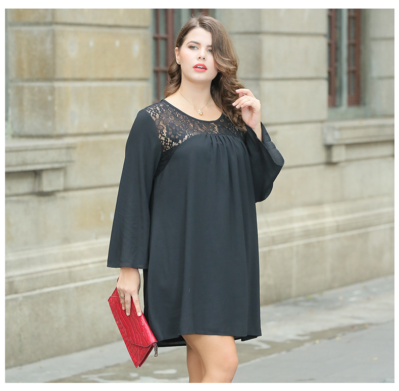 SZ60016 2017 Plus Size Women Loose Lace Casual Dress